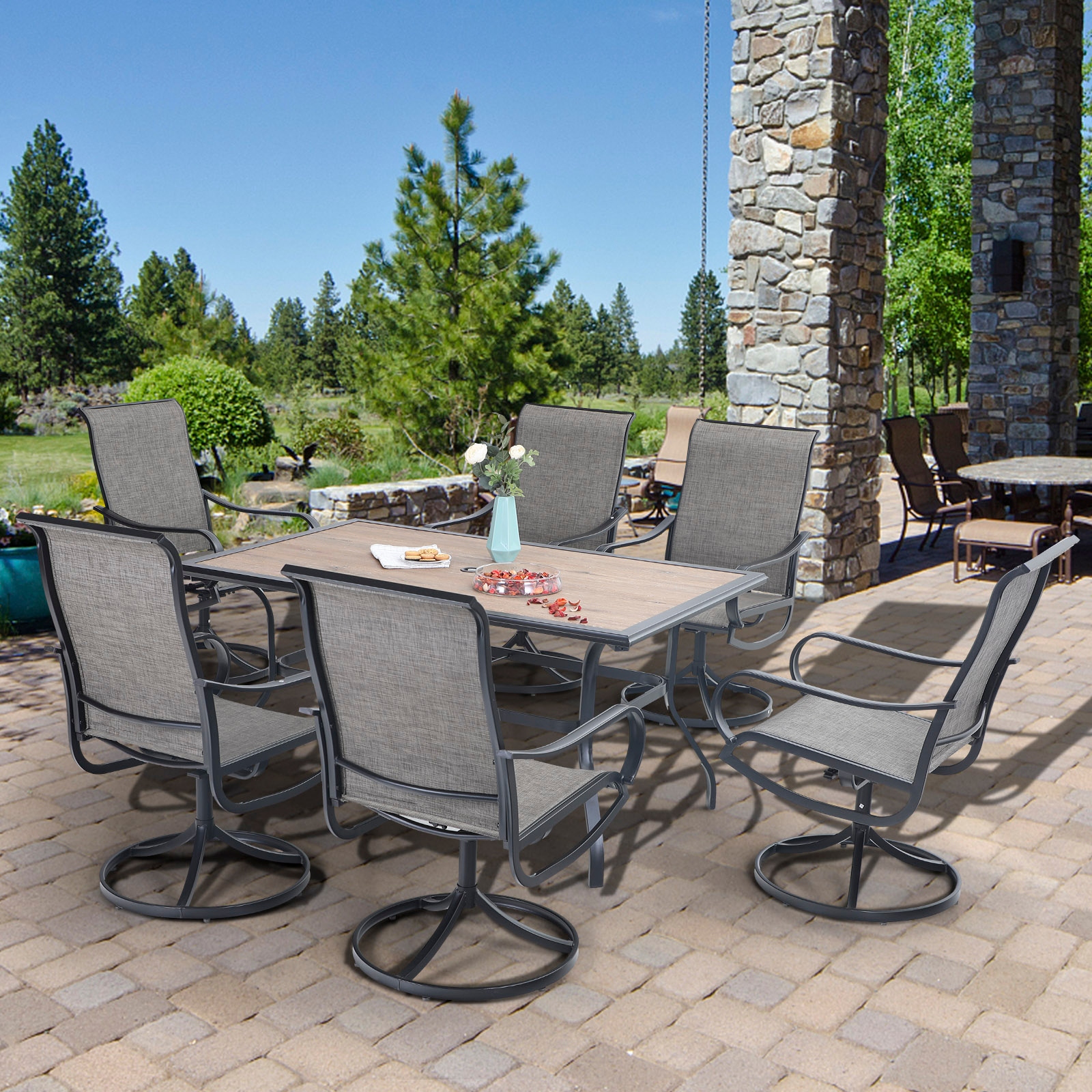 Metal outdoor dining hotsell set for 6