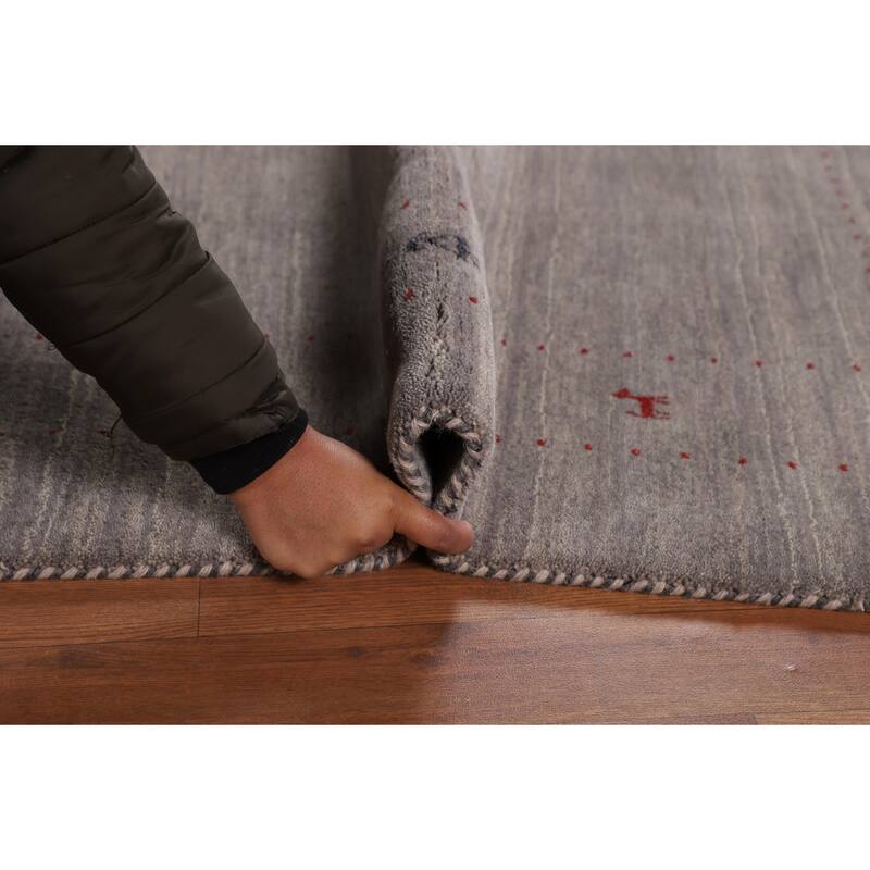 Little Animals Gabbeh Indian Area Rug Hand-Knotted Wool Carpet - 5'1"x 8'0"