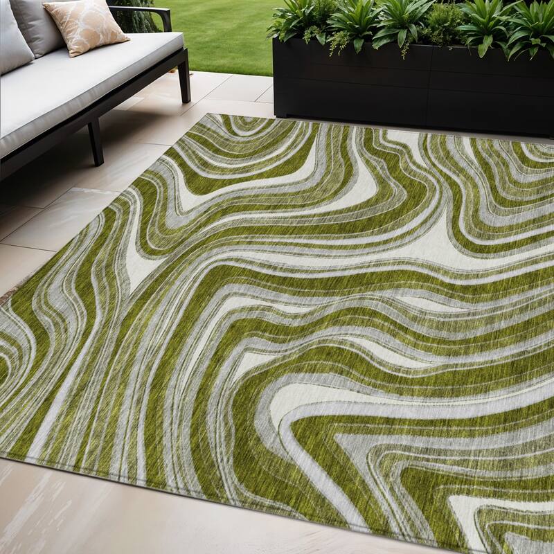 HomeRoots Abstract Transitional Rectangle Outdoor Rug - 5' X 8'