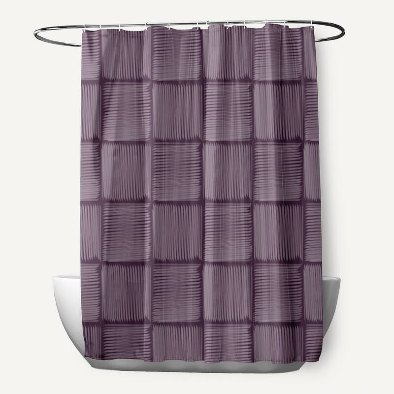 Basketweave Geometric Print Shower Curtain (71 x 74) - Purple