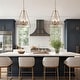 preview thumbnail 8 of 28, LALUZ Modern 4-Light Black Gold Chandelier Lantern Pendant for Kitchen Island Dining Room