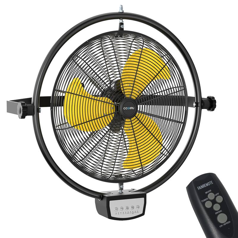 20" Industrial Black 3-Speed Commercial Grade Wall Fan with Remote