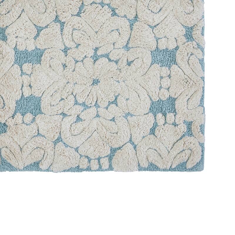 Better Trends Medallion Collection 100% Cotton 2-Pc Set Bathroom Rugs-Soft & Super Absorbent, Non-Skid Latex, Machine Washable