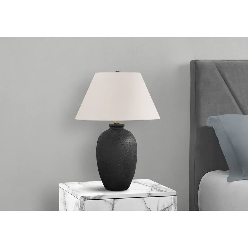 Lighting, 24"h, Table Lamp, Black Ceramic, Ivory / Cream Shade, Modern