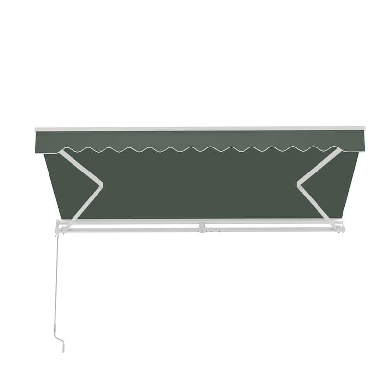 ALEKO Caribbean Manual Retractable Patio Awning - White Frame - Forest Green - 10 x 8 Feet