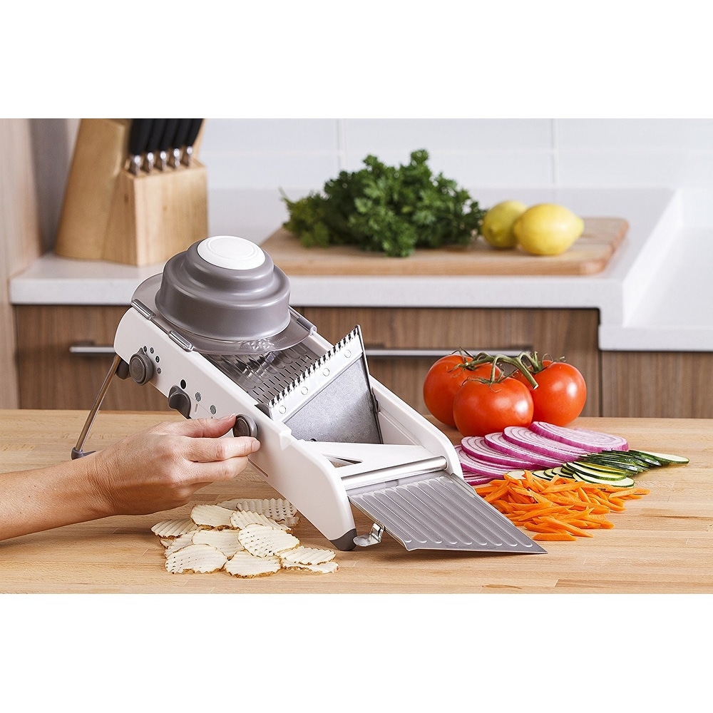 Ltrototea Safe Slice Mandoline Food Slicer, Safe Vegetable Slicer Cutter&Julienne, Kitchen Vegetable Chopper with Container