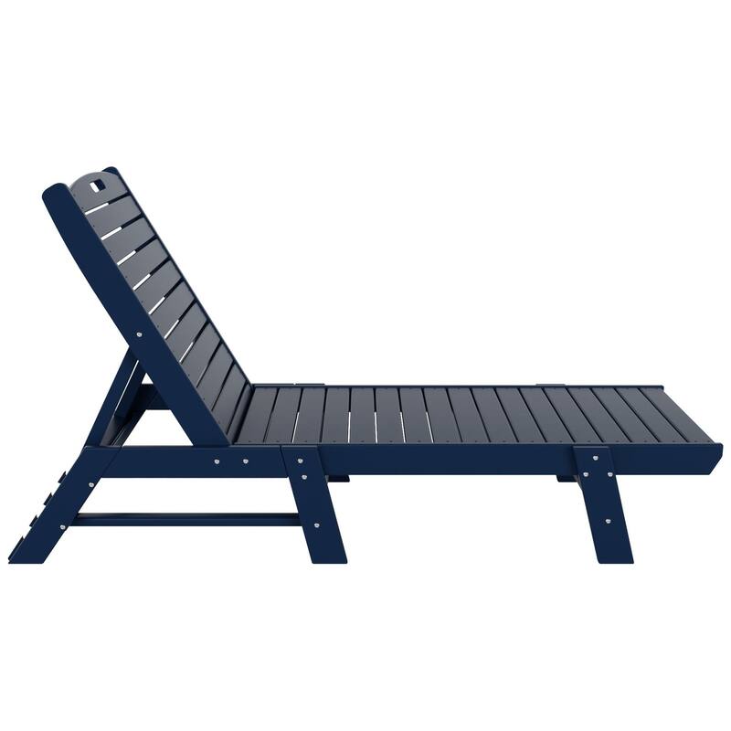 Laguna Hdpe All Weather Outdoor Patio Pool Reclining Armless Chaise Lounges With Side Table (2-Piece Set)