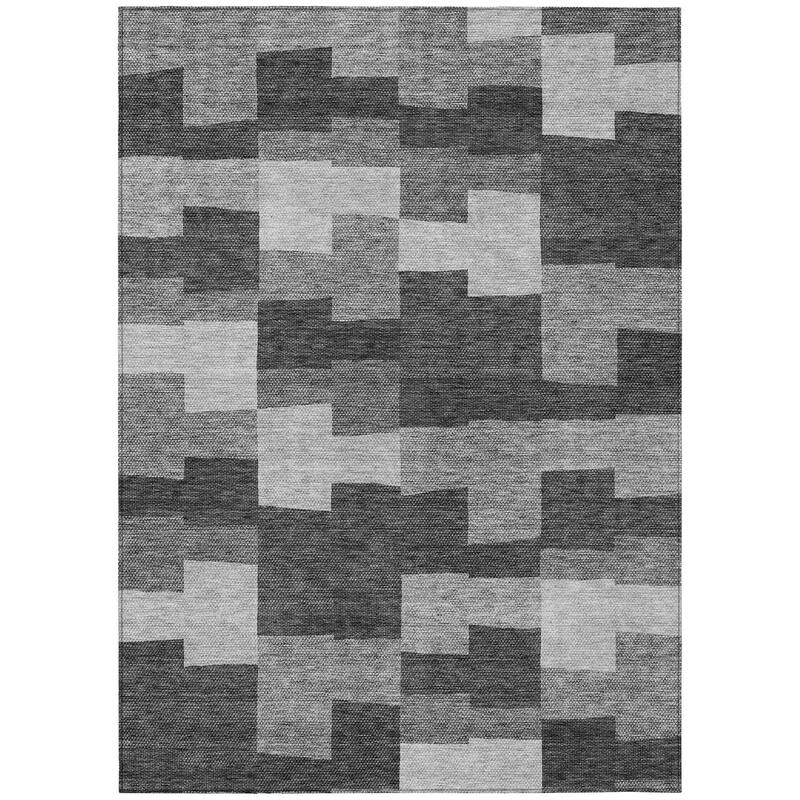Machine Washable Indoor/ Outdoor Chantille Modern Blocks Rug