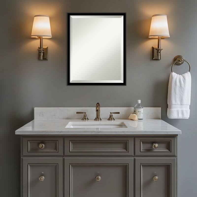 Incline Beveled Wood Framed Bathroom Vanity Wall Mirror