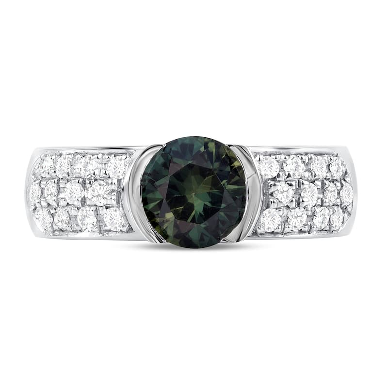 1.21 ct Green Sapphire and Diamond Ring in 14k White Gold
