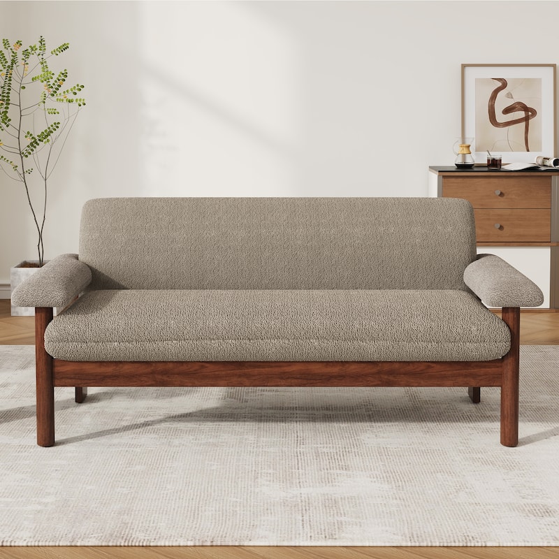 Modern Loveseat Sofa 2 Seater Couch 72.8" Loveseat Couch with Armrest Pillows for Living Room or Small Space - Brown