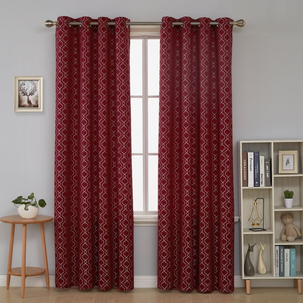 Deconovo Geometric Knitting Room Darkening Grommet Curtain(2 Panels)