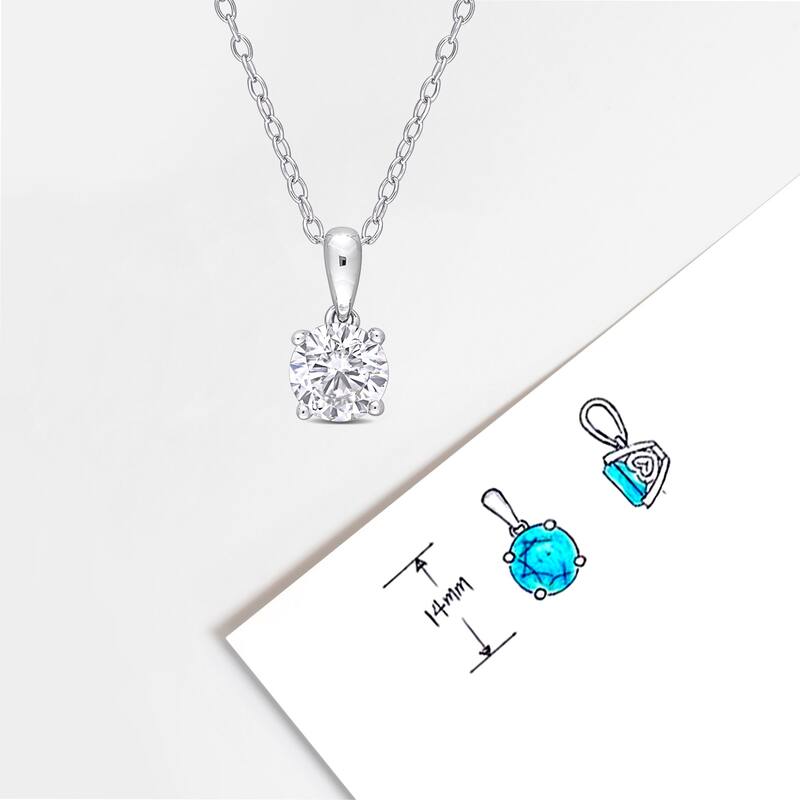 Miadora 1ct TGW Created White Sapphire Solitaire Necklace Sterling Silver