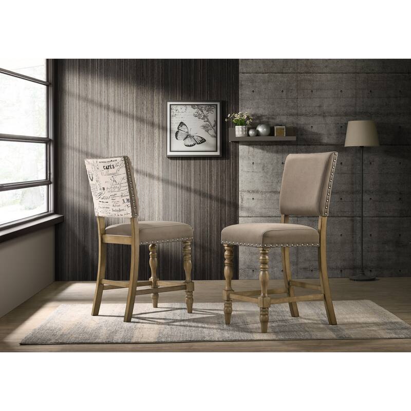 Roundhill Furniture Birmingham 6-piece Driftwood Finish Table with Nail Head Chairs Counter Height Dining Set