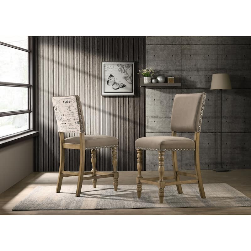 Counter Height Dining Chair With Nail Head, Set Of 2