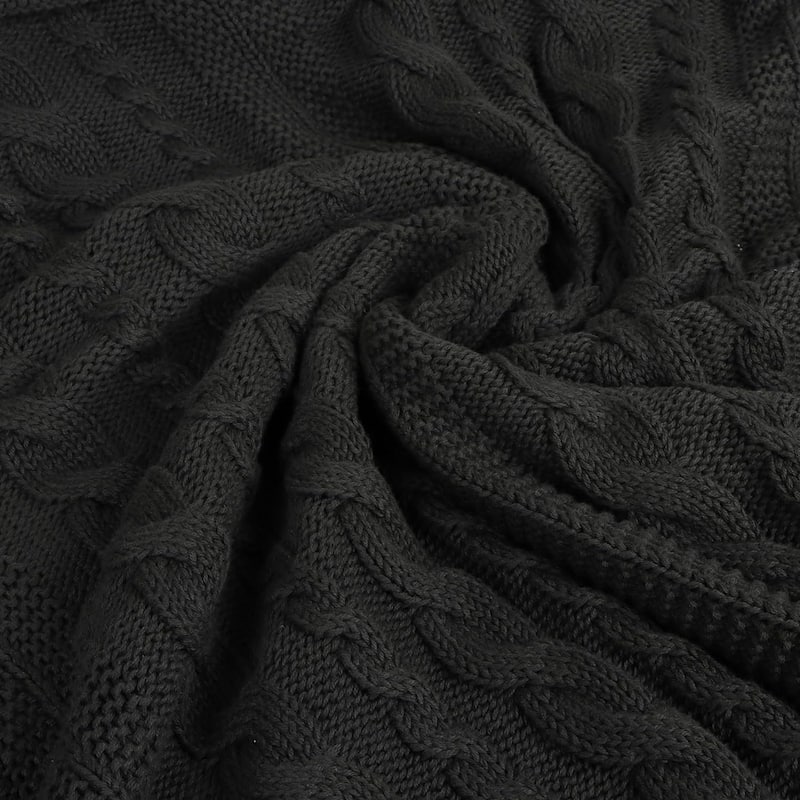 Delara Organic Cotton Throw Blanket 50x70 inches, GOTS Certified Cable Knitted Throws Blanket for Sofa Couch Bed, Baby Nursery