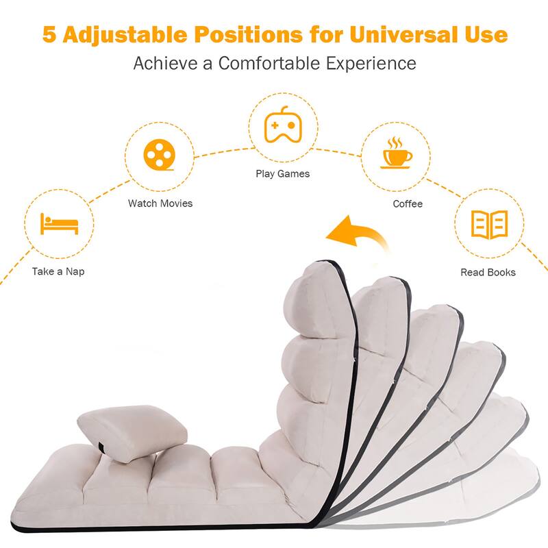 Costway Folding Lazy Sofa Chair Stylish Sofa Couch Beds Lounge Chair