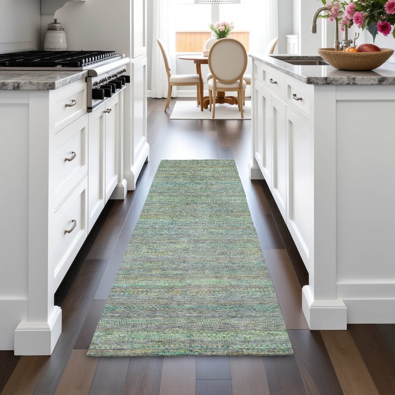 Machine Washable Indoor/Outdoor Modern Stripes Chantille Rug
