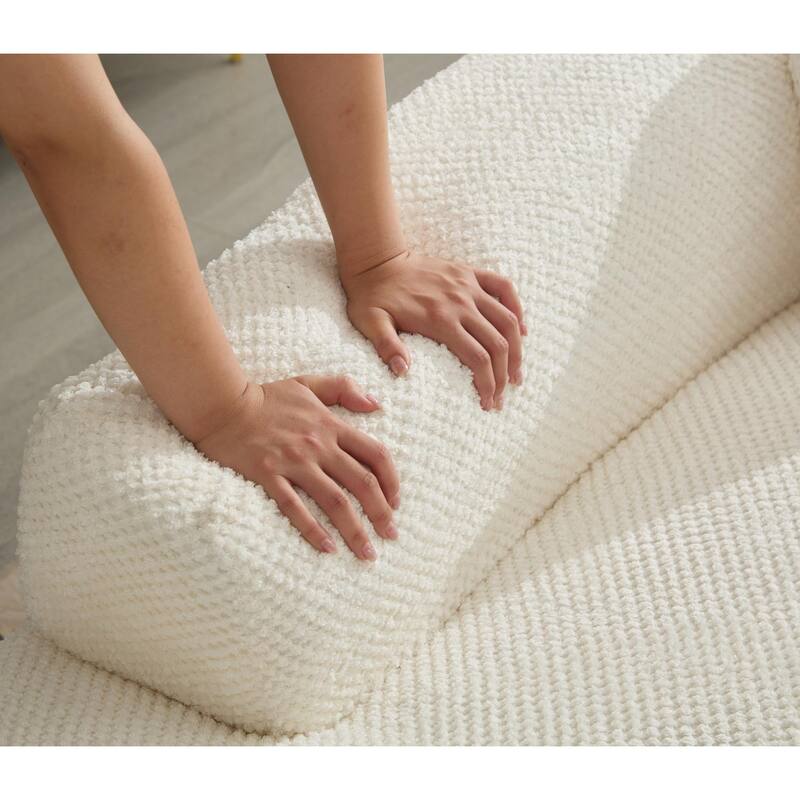 Beige Corduroy Cloud Sofa with Pillows