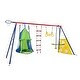 preview thumbnail 1 of 7, 6 in 1 Steel Outdoor Backyard Children Swing Set with Hanging Ring - 6-in-1 6-in-1