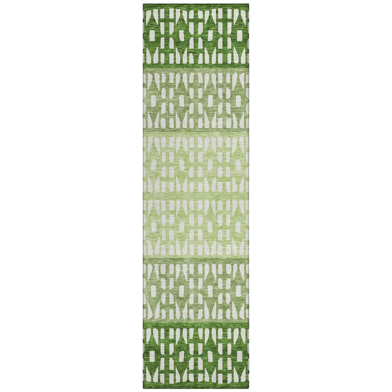 Machine Washable Indoor/ Outdoor Stripe Geo Chantille Rug
