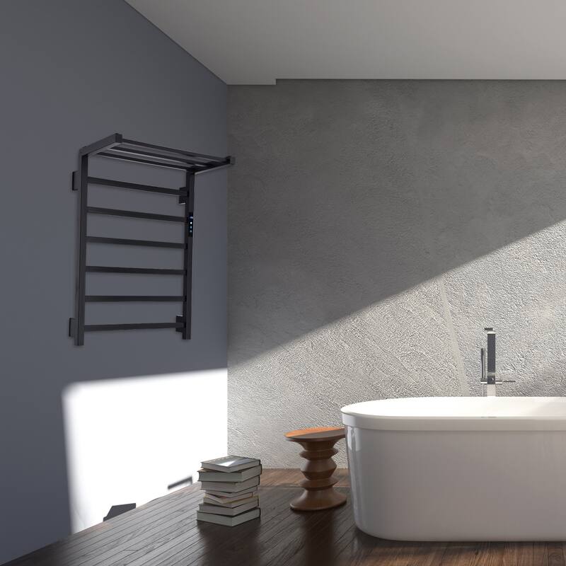 60W Wall Mounted Electric Heated Towel Drying Rack with 9 Bars Bed