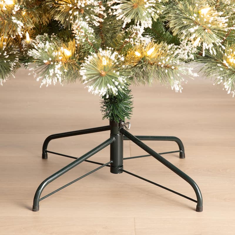 Glitzhome 7.5/9/11ft Pre-Lit Flocked Warm White & Multi-color Artificial Christmas Tree with Remote Controller