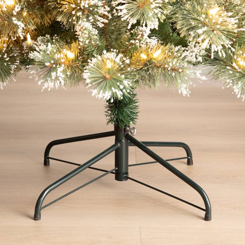 Glitzhome 7.5/9 FT Pre-Lit Frosted Cashmere Pencil Pine Artificial Christmas Tree with Clear Lights Remote Control