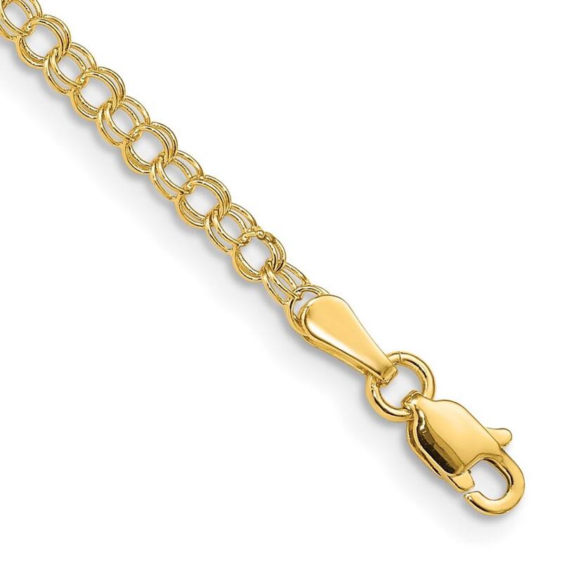 Curata 10k Yellow Gold 3mm Solid Double Link Charm Bracelet Options: 6" 7" 8"