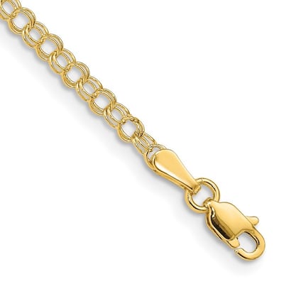 Curata 10k Yellow Gold 3mm Solid Double Link Charm Bracelet Options: 6" 7" 8"