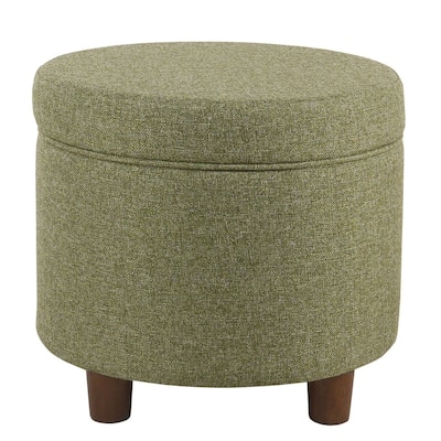Porch & Den Parkchester Green Tweed Round Storage Ottoman