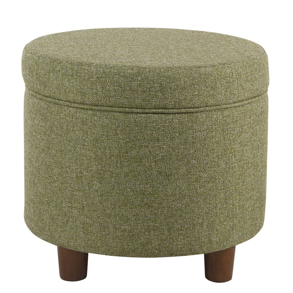 Porch & Den Parkchester Green Tweed Round Storage Ottoman