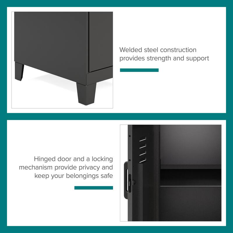 27.5"H 2 Shelf Vented Door Mini Storage Locker Cabinet