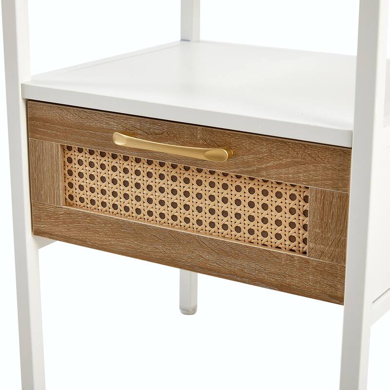 Rattan Woven Nightstand with Multi-functionality