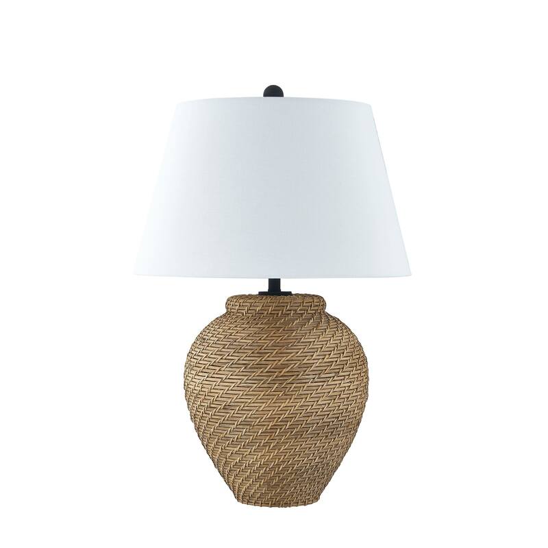 Canton 26" Table Lamp with Linen Shade, Natural Brown