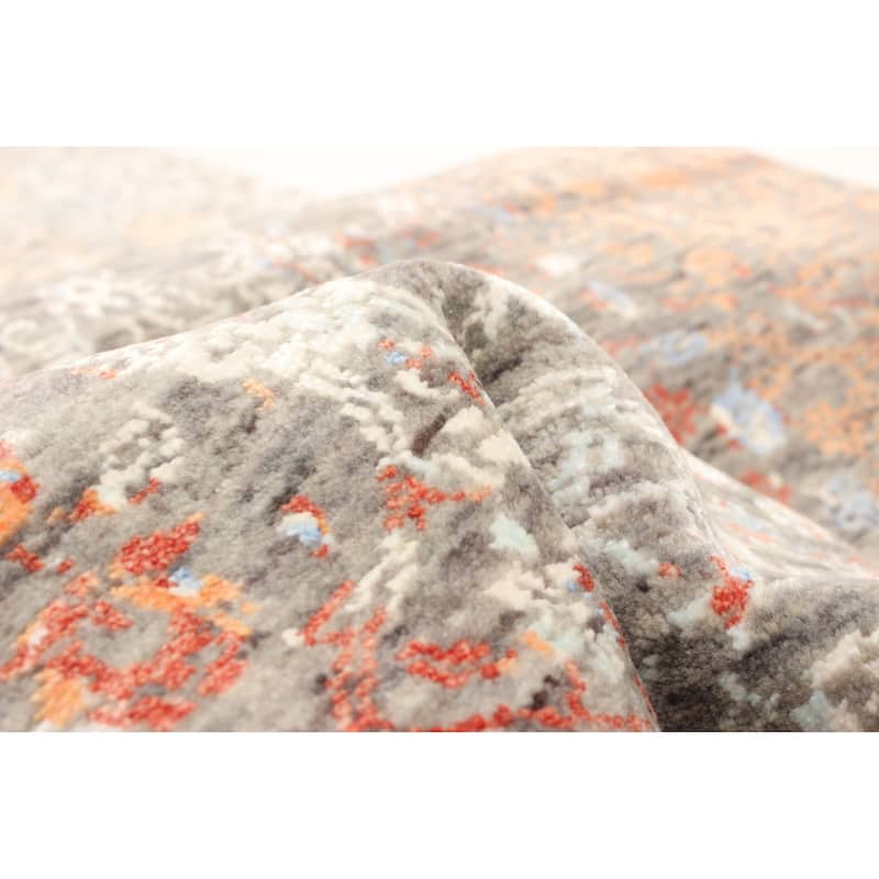 ECARPETGALLERY Hand-knotted Heritage Grey Silk, Wool Rug - 2' 7" x 13' 11"