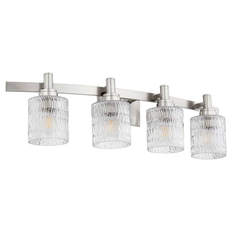 Quorum International Stadium 3 Light 33" Wide Bathroom Vanity Light - Satin Nickel