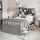 preview thumbnail 4 of 52, Captain Platform Bed Frame with Storage Bookcases, Shelves & Four Drawers Gray - Twin