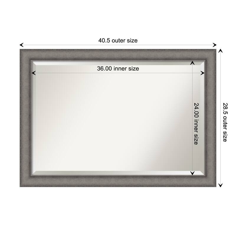 Burnished Concrete Beveled Wood Framed Wall Mirror - Burnished Concrete - Glass Size 36x24