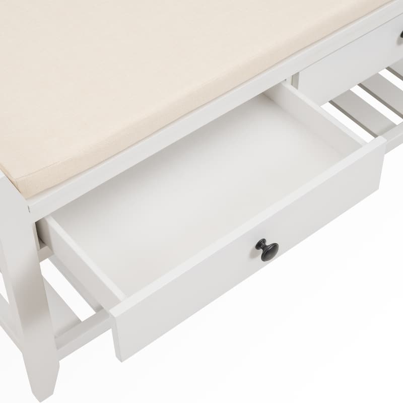 43" Entryway Storage Bench Shoe Rack with Cushioned Seat and Drawers