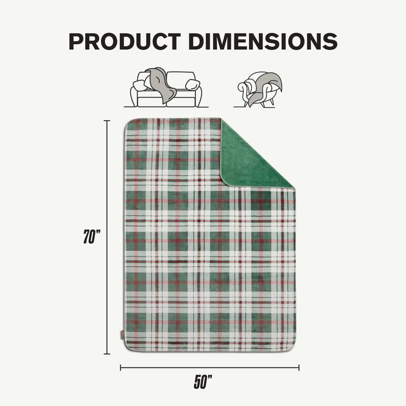 Hunter Reversible Plaid Plush Throw Blankets
