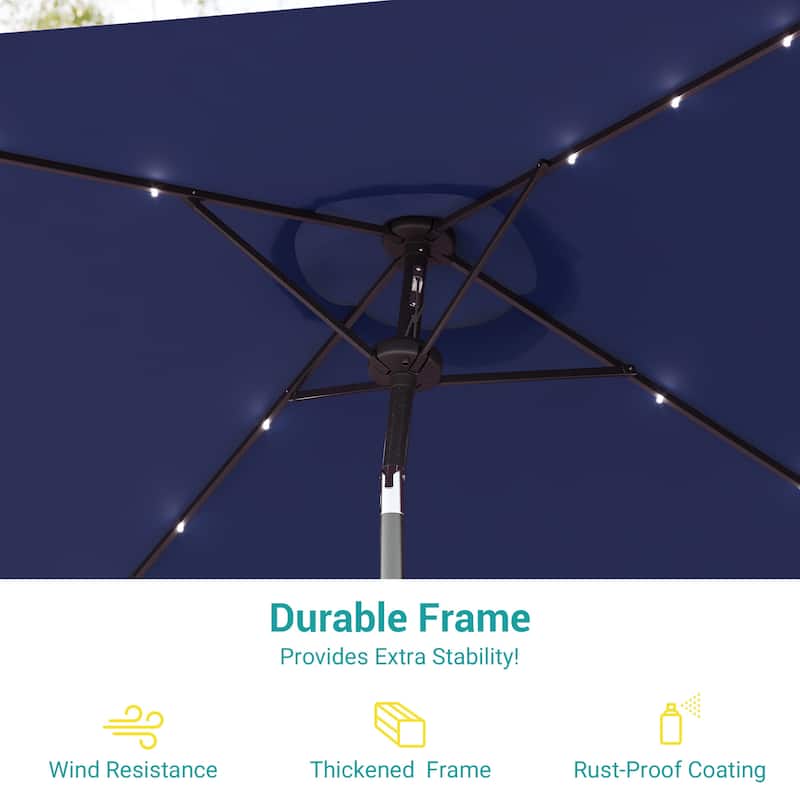 BONOSUKI 6.5x6.5Ft LED Patio Market Umbrella Weather-Resistant Frame