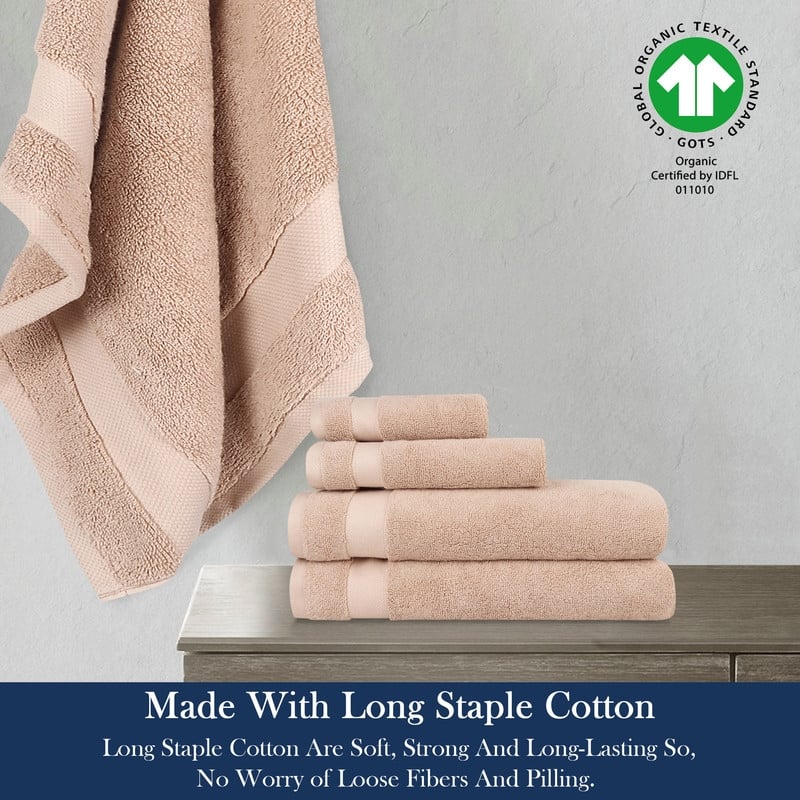 Delara Organic Cotton Luxuriously Plush Bath Towel 10 Piece Set | GOTS & OEKO-TEX Certified | 650 GSM Long Staple