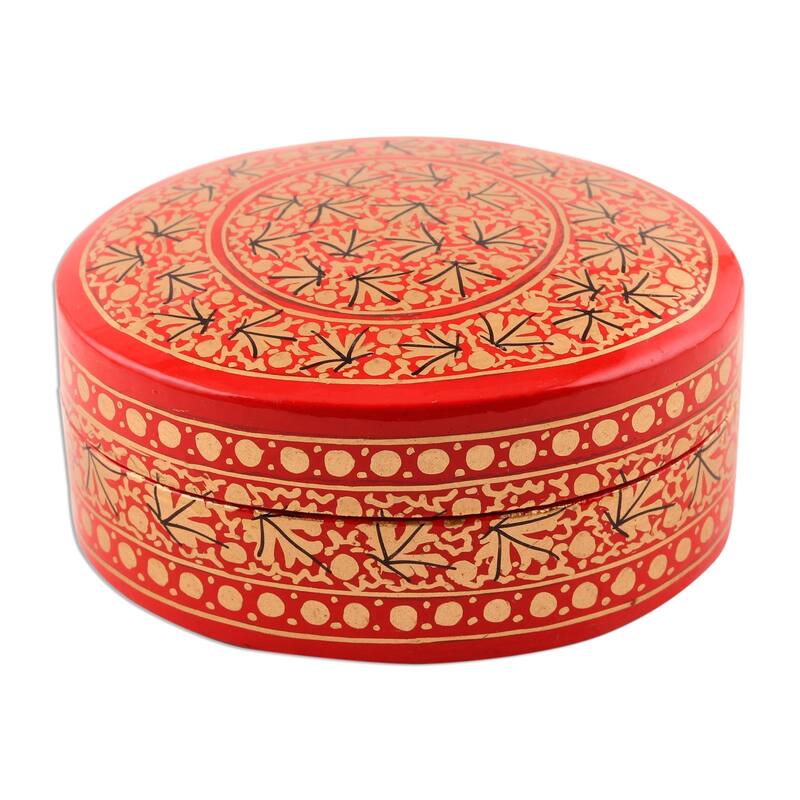 NOVICA Handmade Kashmir Vermilion Papier Mache Decorative Box