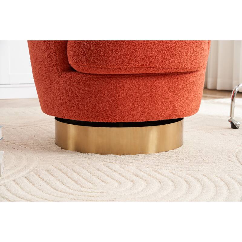 Teddy Fabric Swivel Barrel Chair with 360° Gold Base, Pocket Spring Seat and Ergonomic Design