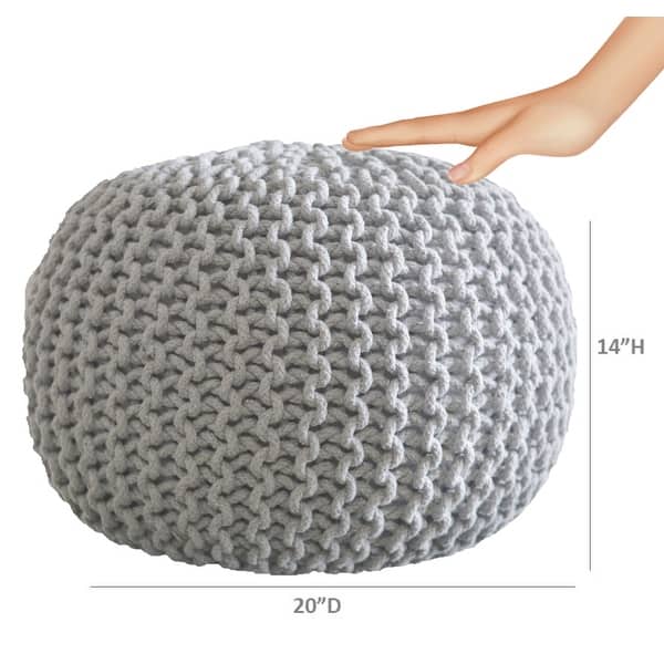AANNY Designs Lychee Knitted Cotton Round Pouf Ottoman Bed Bath & Beyond 27598174