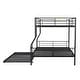 preview thumbnail 14 of 46, Industrial Modern Full XL over Queen Metal Bunk Bed with Trundle, Save Space or Split Into 2 Beds, Crafted For Safety, Black