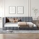 preview thumbnail 10 of 16, Modern Full Size Daybed Velvet Upholstered Sofa Bed Frame for Bedroom Living Room, Wood Slat Support Gray