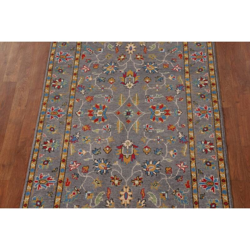 All-Over Gray Kazak Oriental Accent Rug Hand-Knotted Wool Carpet - 3'4"x 5'0"