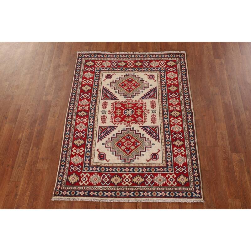 Kazak Oriental Accent Rug Hand-Knotted Wool Carpet - 3'5"x 4'9"